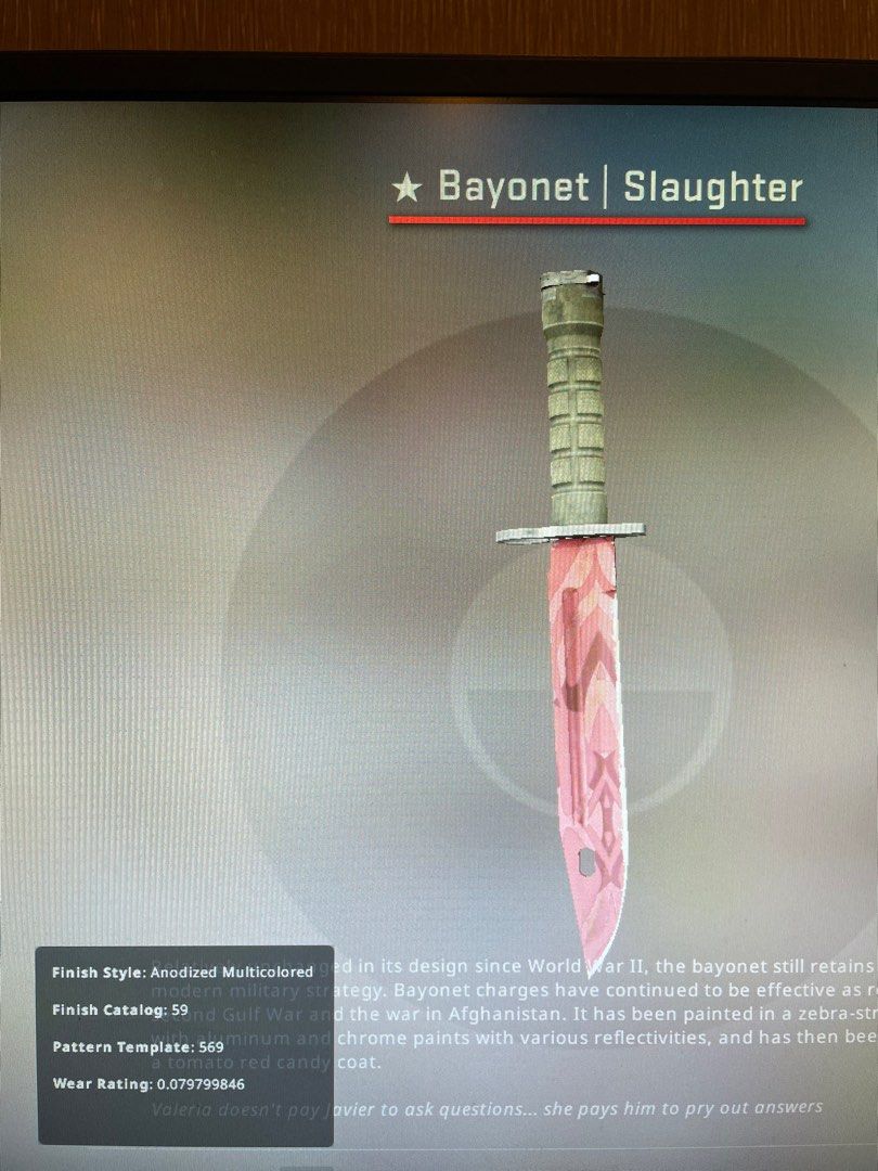 Csgo bayonet knife slaughter minimal wear negotiable, Video Gaming ...