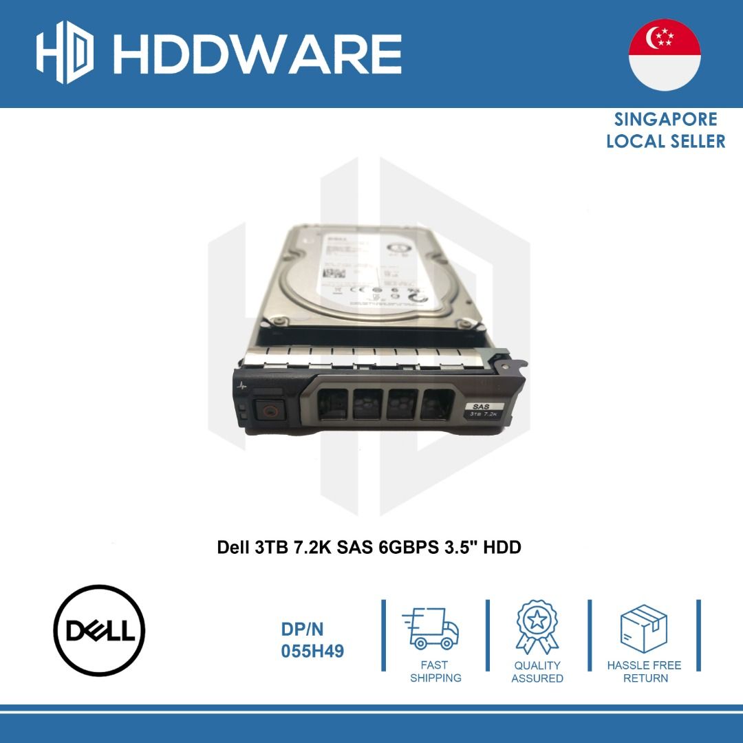 Dell 55H49 / Seagate 3TB SAS Hard Drive 7200RPM 6Gb/s 3.5" – ST3000NM0023 Server Drive