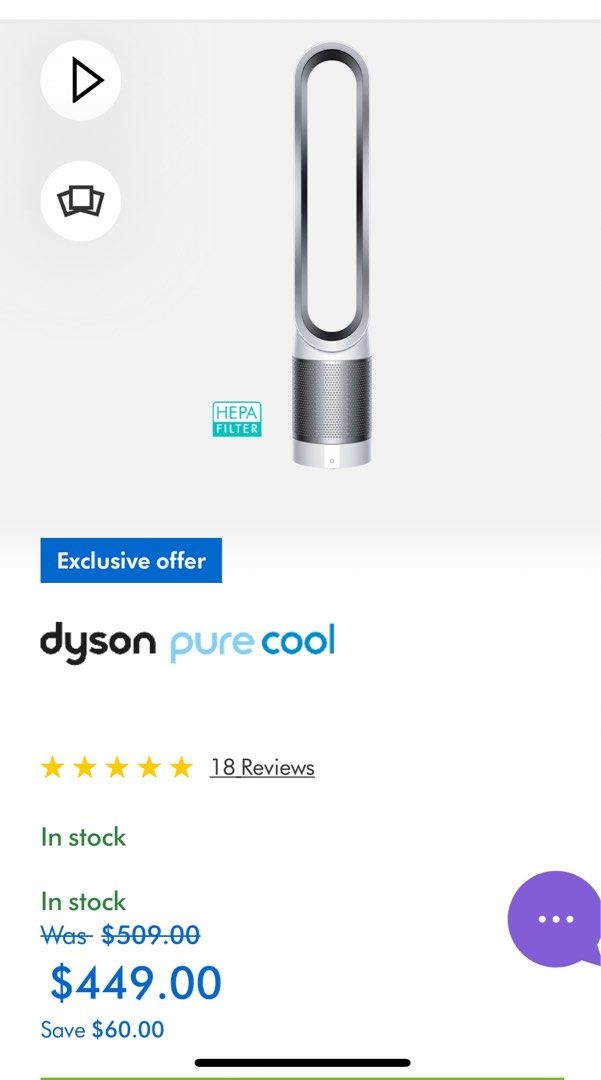 Dyson Air Purifier Tower Fan, TV & Home Appliances, Other Home