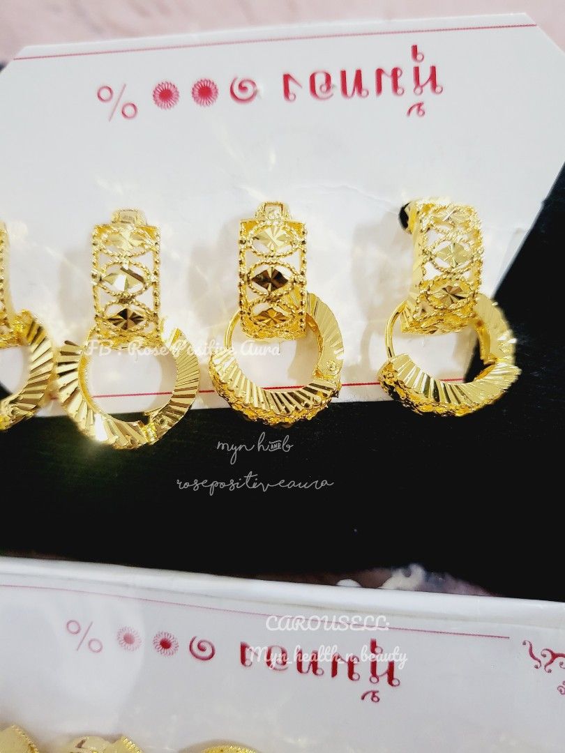Gold earrings kundal design hot sale
