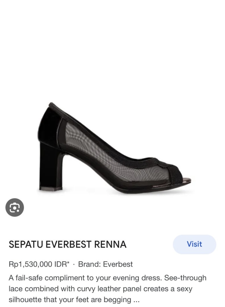 EVERBEST original black heels pantofel kerja peep toe hak tas handbag ...