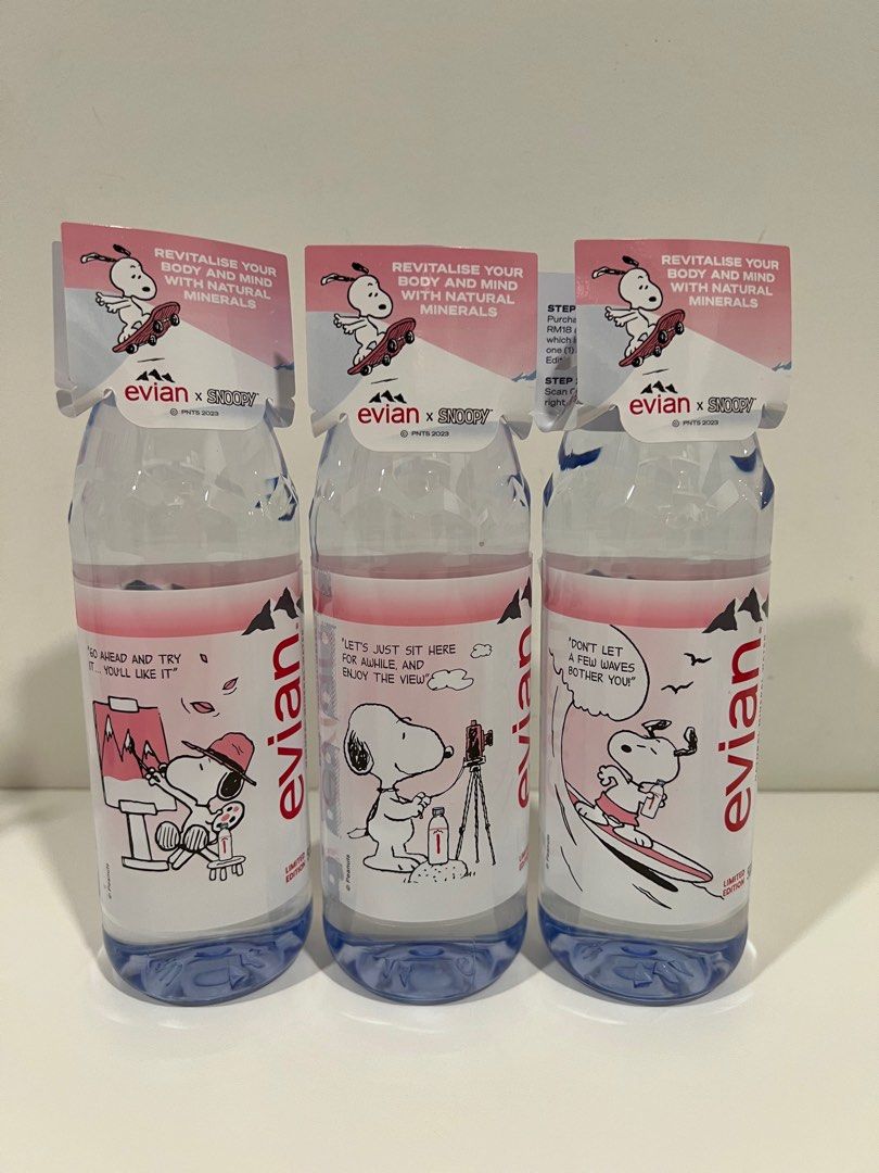 Evian x Snoopy Limited Edition Natural Mineral Water (500ml x 3), Food