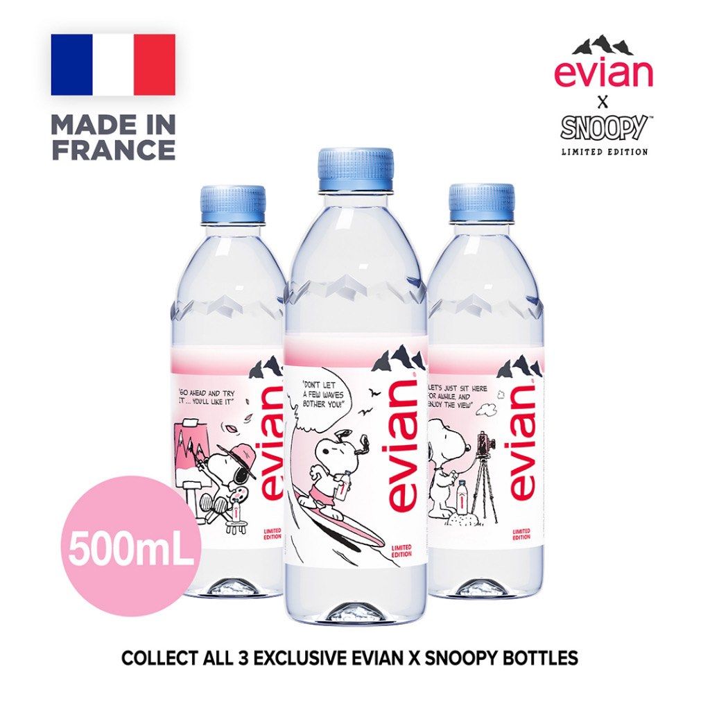 Evian x Snoopy Limited Edition Natural Mineral Water (500ml x 3), Food