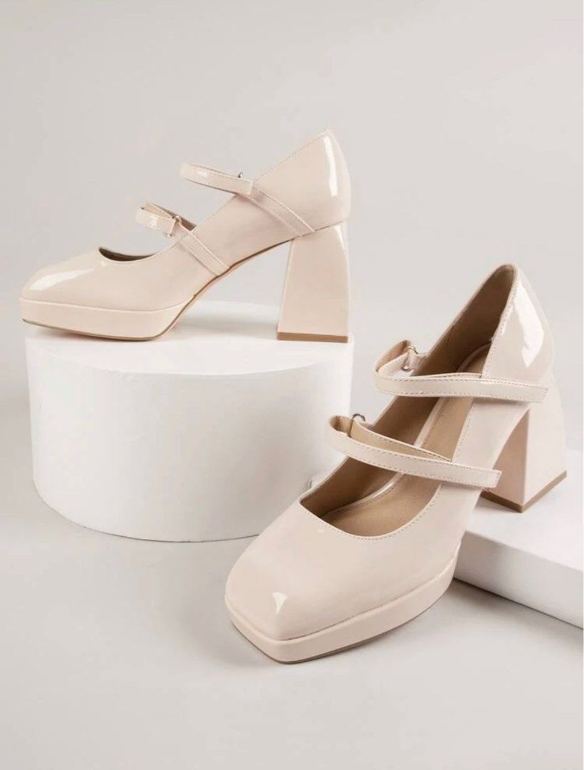 Faux leather mary janes top