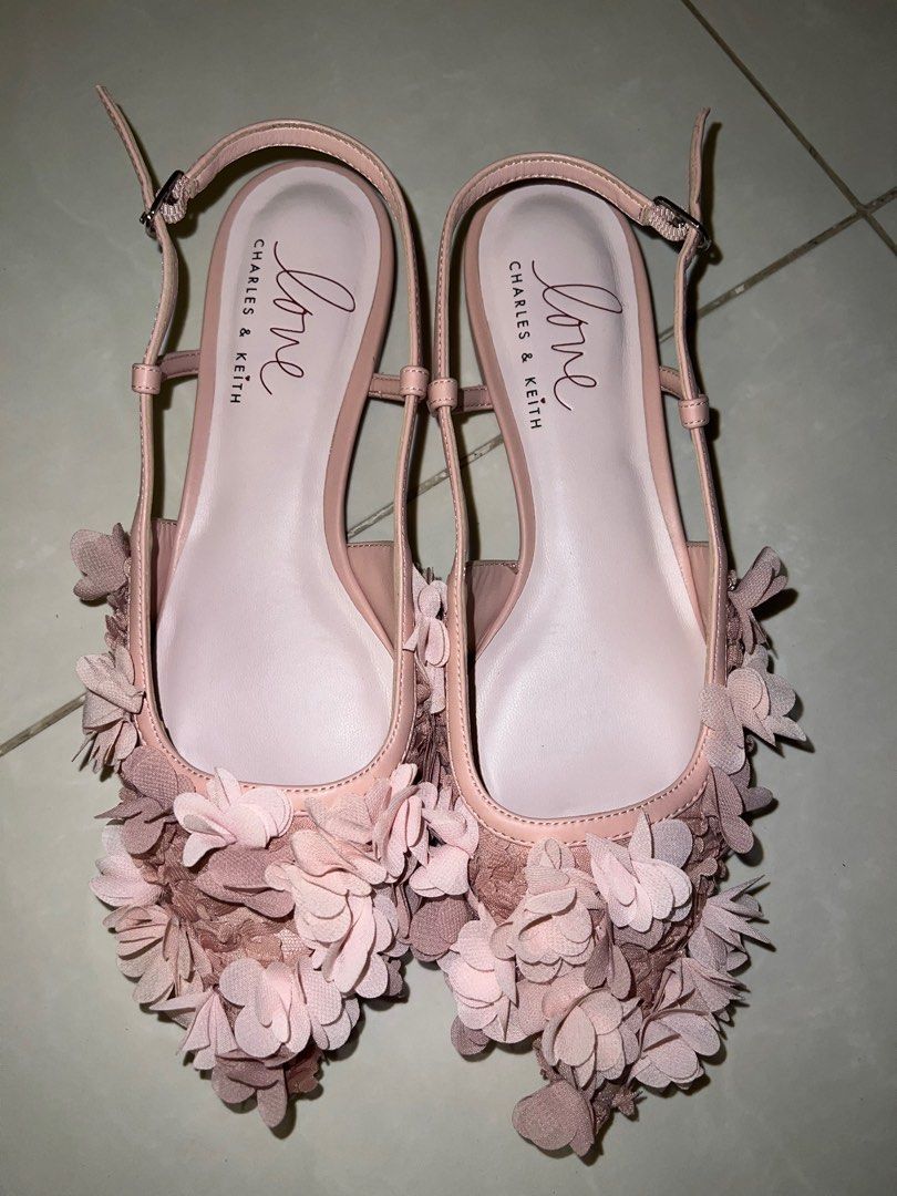 CHARLES KEITH SHOES FLORAL MESH SLINGBACK FLATS Size 37