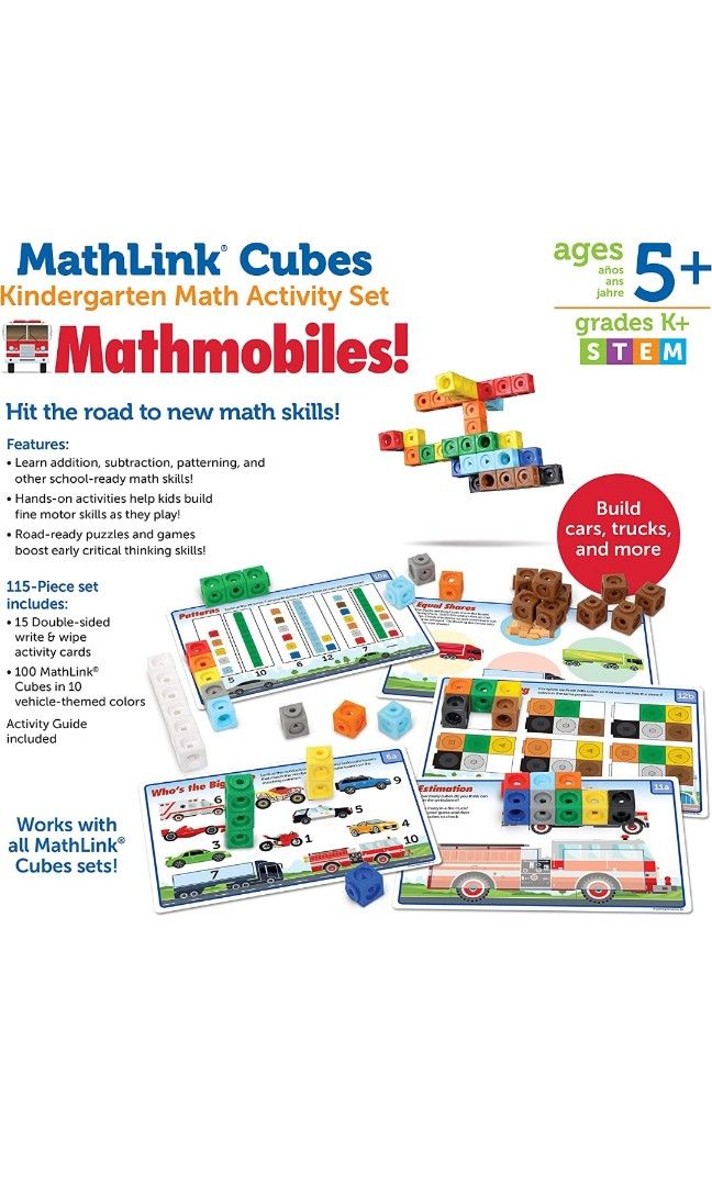 Learning Resources Mathlink Cubes Kindergarten et Mathmobiles 