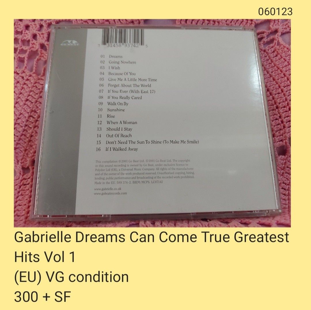 Gabrielle Dreams Can Come True Greatest Hits Vol 1 CD (unsealed