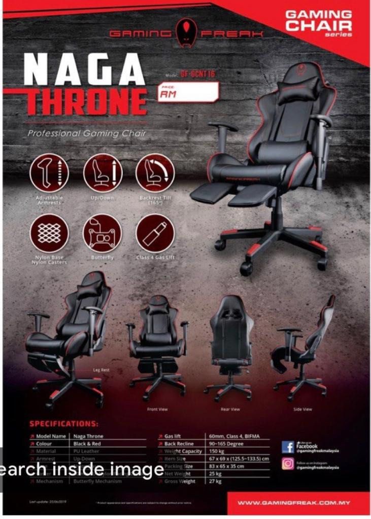 Gaming Freak Naga Throne Professional Gaming Chair Video Gaming Gaming Accessories Interactive Gaming Figures on Carousell