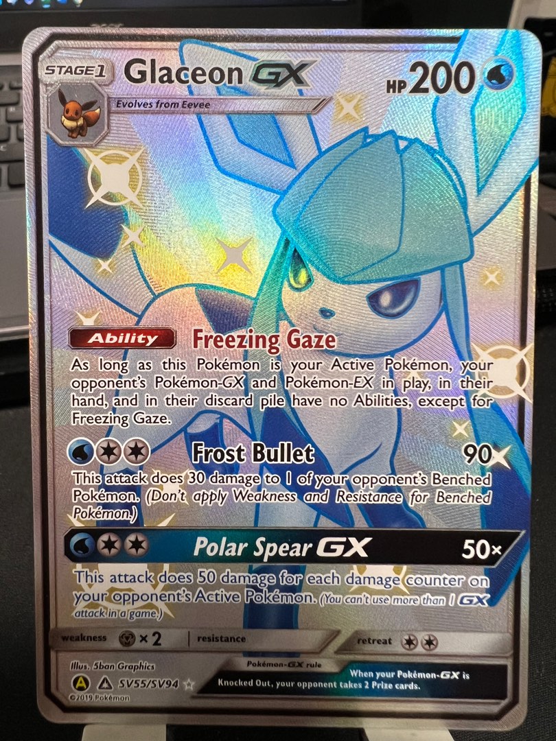 Glaceon GX - Hidden Fates SV55/SV94 - Pokémon PTCG, 興趣及遊戲