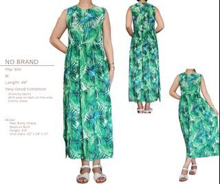 Green (with Leaves design) Maxi Dress
