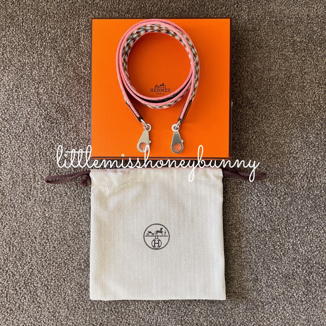 Hermes 25mm Rose D'ete, White and Rouge Sangle Zigzag