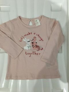 H&M baby top pink 9-12m / Atasan baju bayi perempuan 9 - 12 bulan