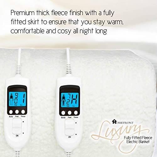 Homefront Electric Blanket Double Size Dual Control Premium Fleece Fully  Fitted Heated Mattress Cover, Dual Control, Furniture u0026 Home Living,  Bedding u0026 Towels on Carousell