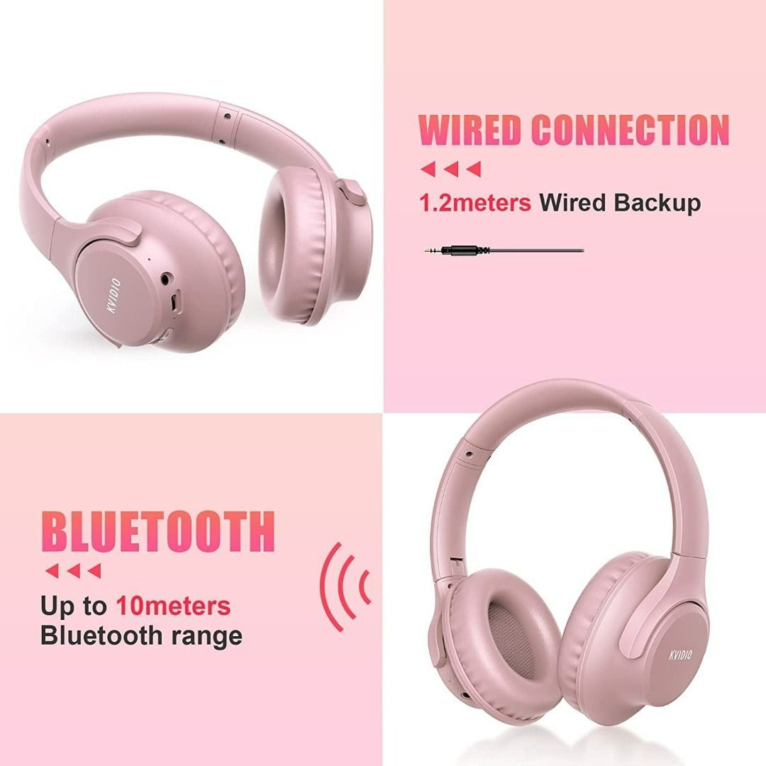 [HP02] KVIDIO [Updated Bluetooth Headphones Over Ear, 65 Hours Playtime