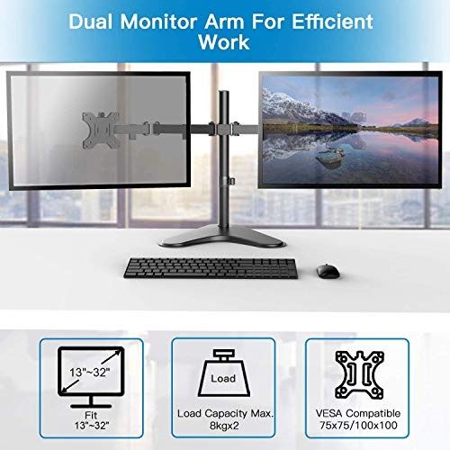 HUANUO Monitor Mount 2 Monitors for 13-32 Inch Screen, Monitor