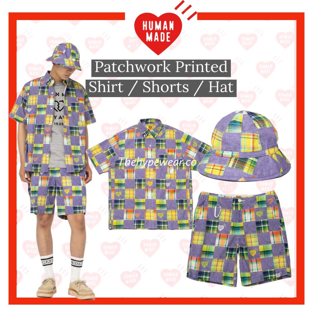 Human Made Patchwork Printed Shirt Shorts Hat, Men