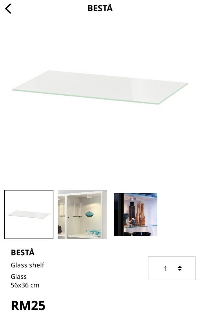 IKEA Besta glass door (Glassvik) and glass shelves, Furniture & Home