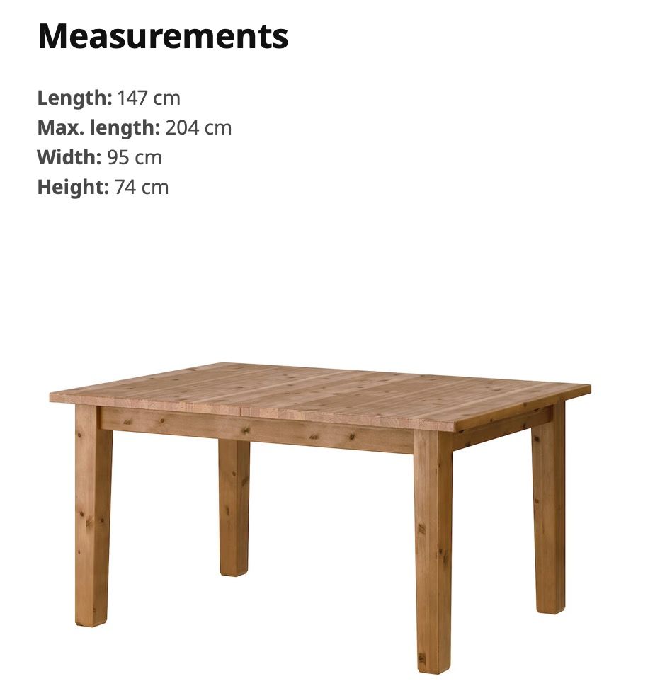 IKEA Stornas Solid Wood Brown Extendable Dining Table, Furniture & Home
