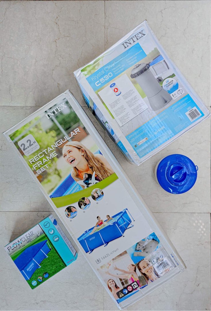Intex Pool with Filter and Chlorine on Carousell