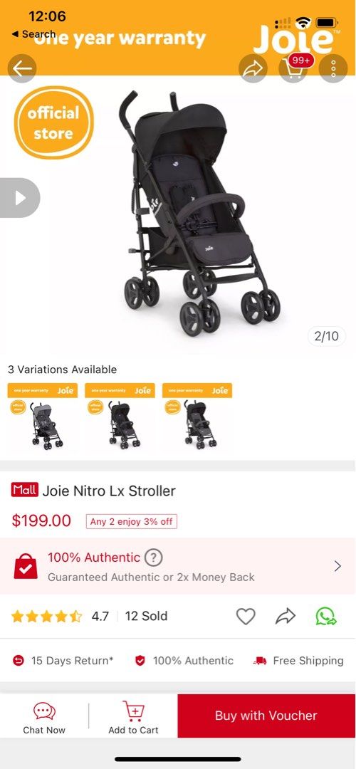 Joie nitro lx two hotsell tone black