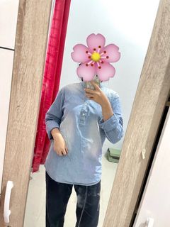 Kemeja denim light blue