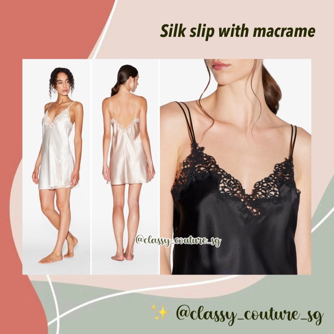 La Perla Silk Slip with Macramé Mini Dress, Women's Fashion, New