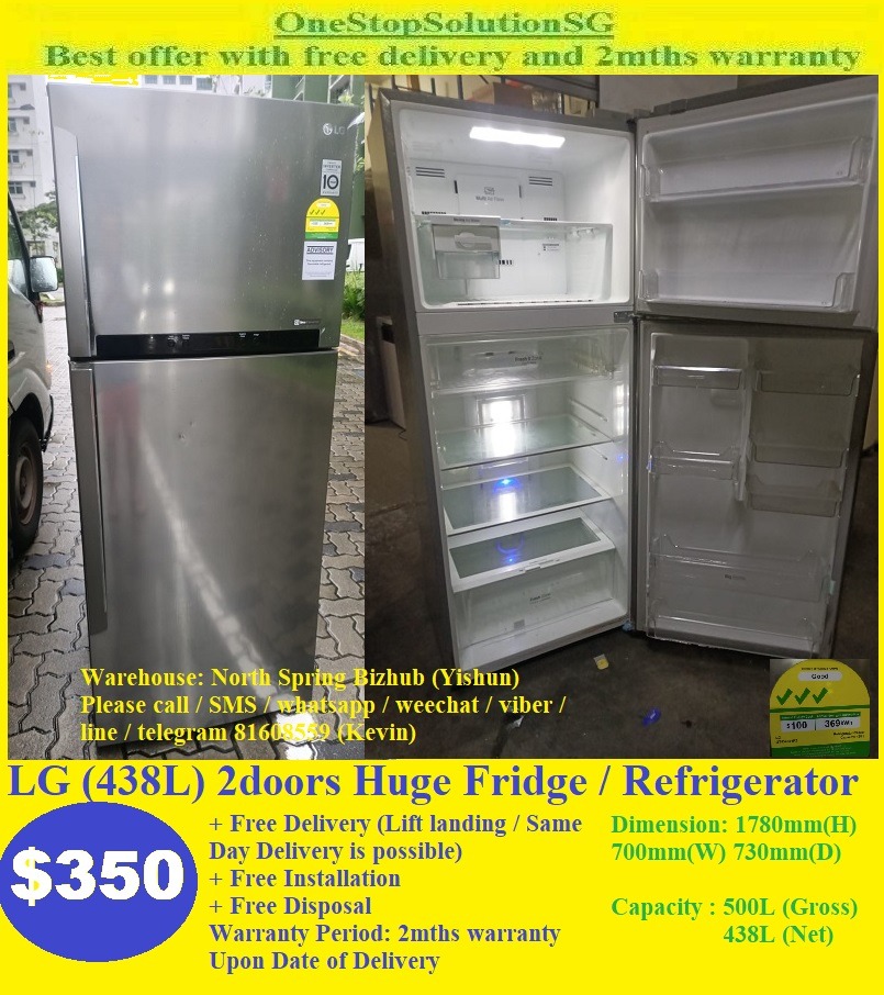 LG (438L) 2doors Huge Fridge / Refrigerator (350 + Free Delivery and