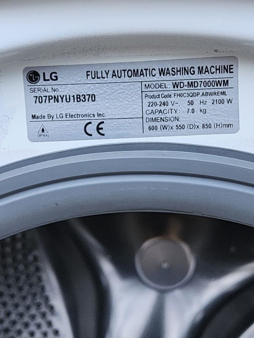 LG inverter direct drive washer 7 kg, TV & Home Appliances, Washing