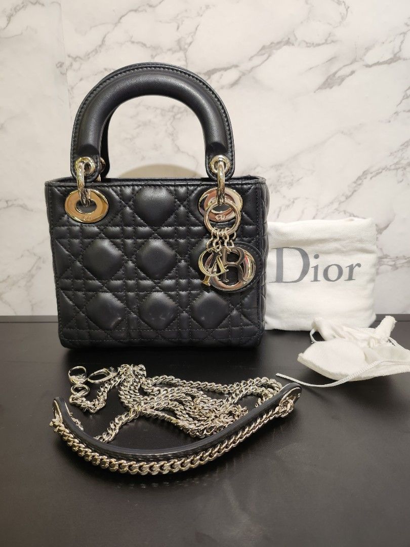 Like New* Mini Lady Dior Black color with SHW, Luxury, Bags & Wallets on  Carousell
