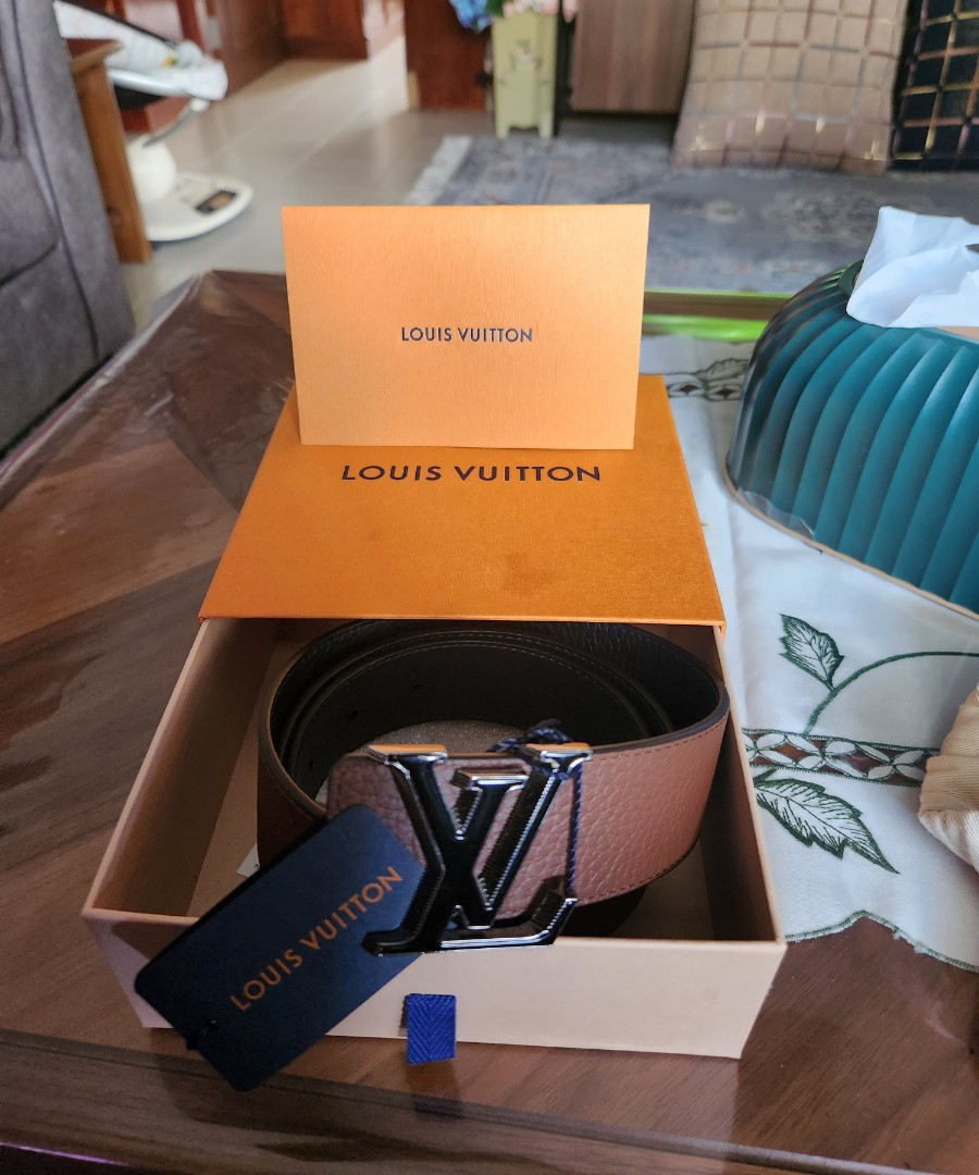 Louis Vuitton Black Damier Reversible Belt  Blue Spina
