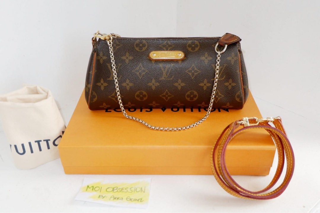 Authentic Louis Vuitton Damier Ebene Two Way Eva Clutch, Luxury, Bags &  Wallets on Carousell