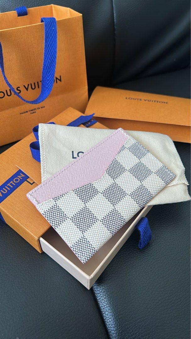 Louis Vuitton Daily Card Holder Damier Azur Rose Ballerine in