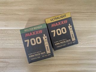 Maxxis Welter Weight ultralight inner Tube 700c 700x23 25c 28c 32c 60mm Presta Valve suitable for gp5000 gp 5000 Vittoria Michelin Pirelli Schwalbe - lighter and cheaper than continental race 28 700c road inner tube