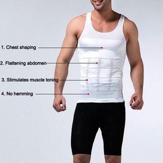 Men Shaper Weight Loss Slim & Lift Slimming Shirt Waist Belt Body White
