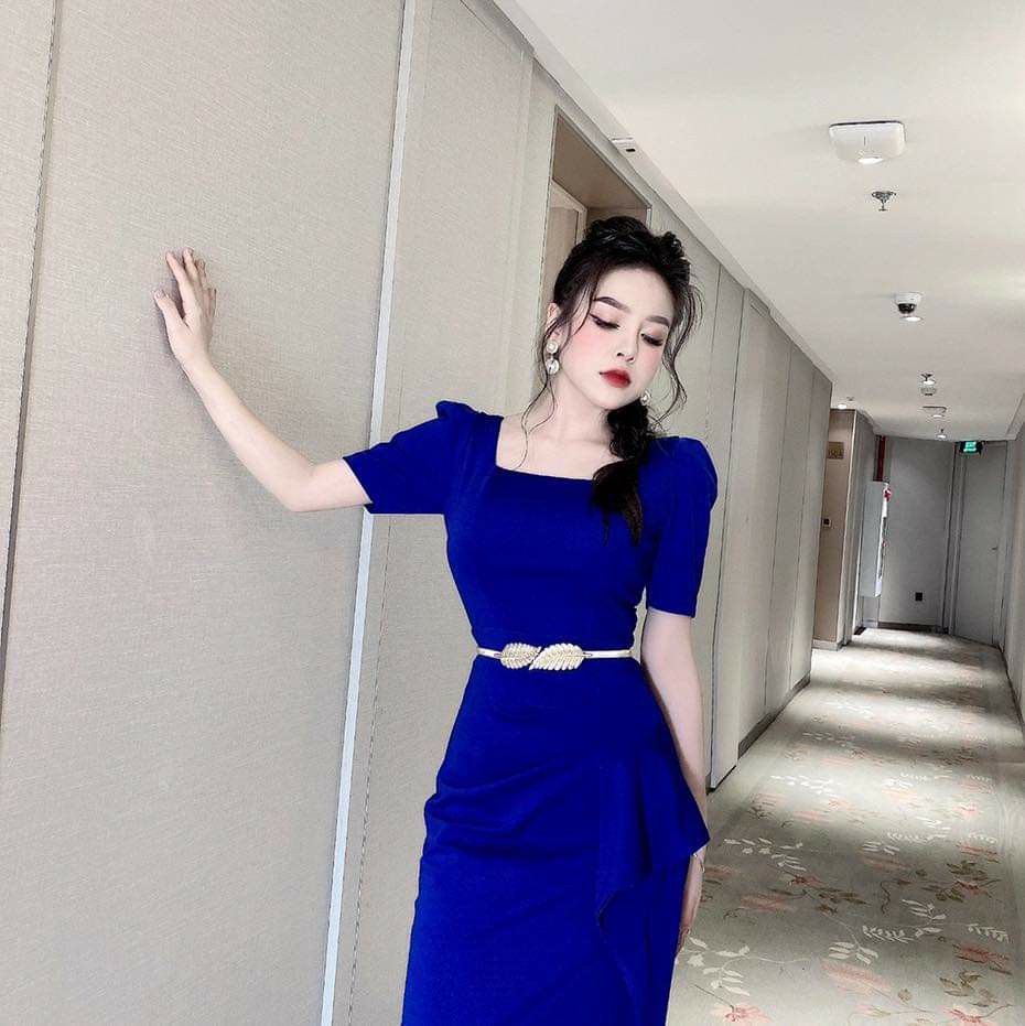 Navy Blue Party Dress, Square Neck formal Dress, Graduation Dress, Women's  Fashion, Dresses & Sets, Dresses on Carousell