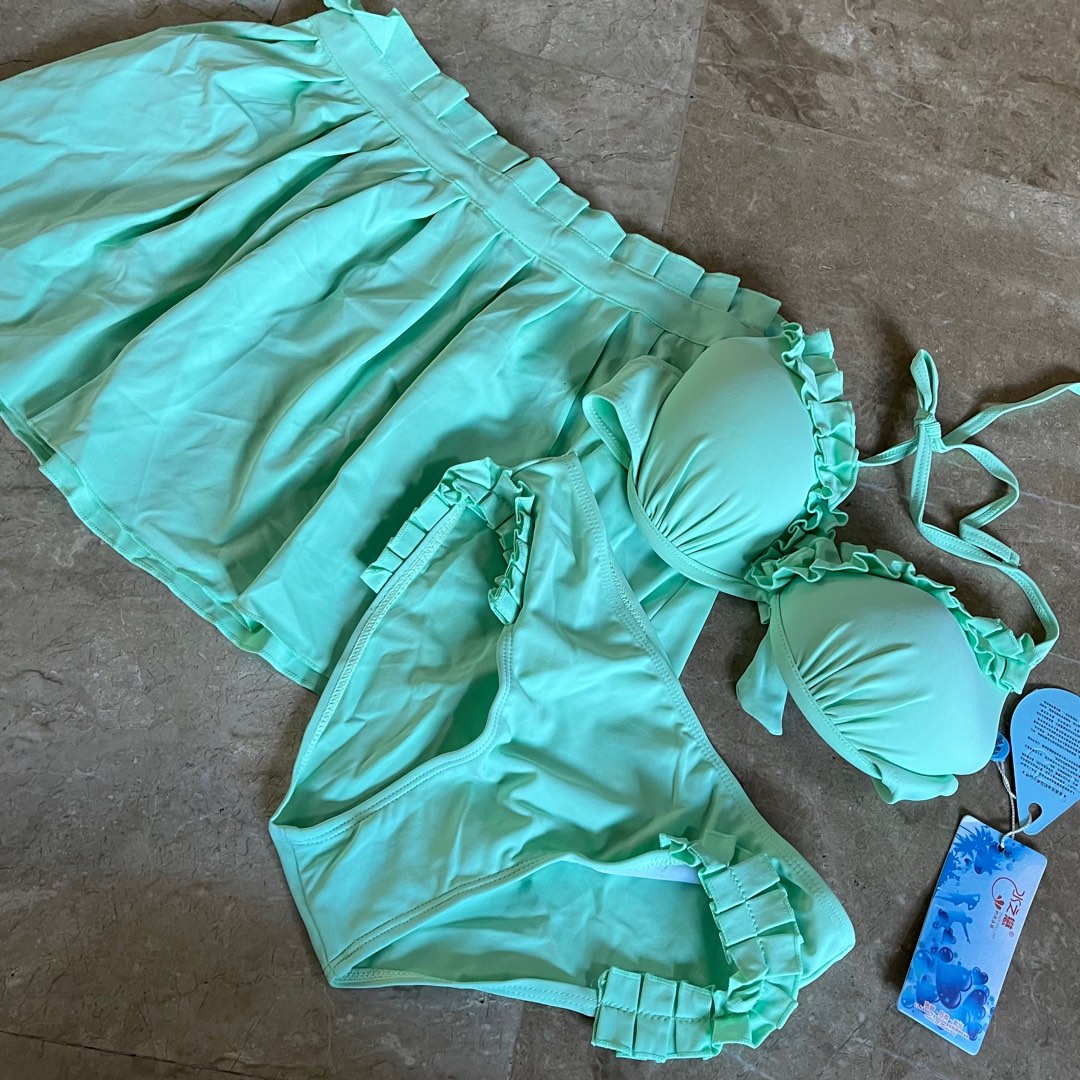 Neon Green Bikini Set With Skirt Swimsuit Swimwear New Womens Fashion Swimwear Bikinis 