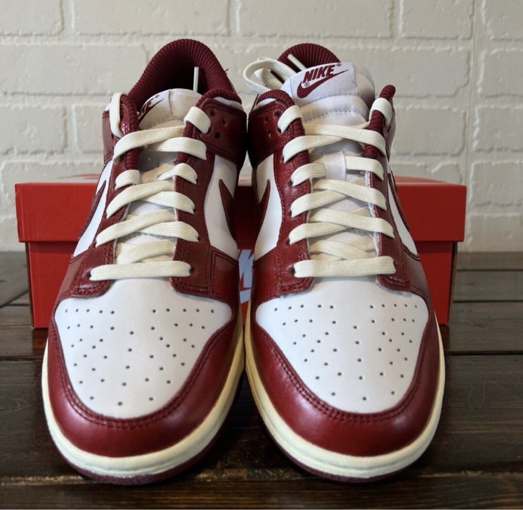 🔥熱款🔥Nike dunk low PRM Team red and White 復古做舊酒紅色男女同