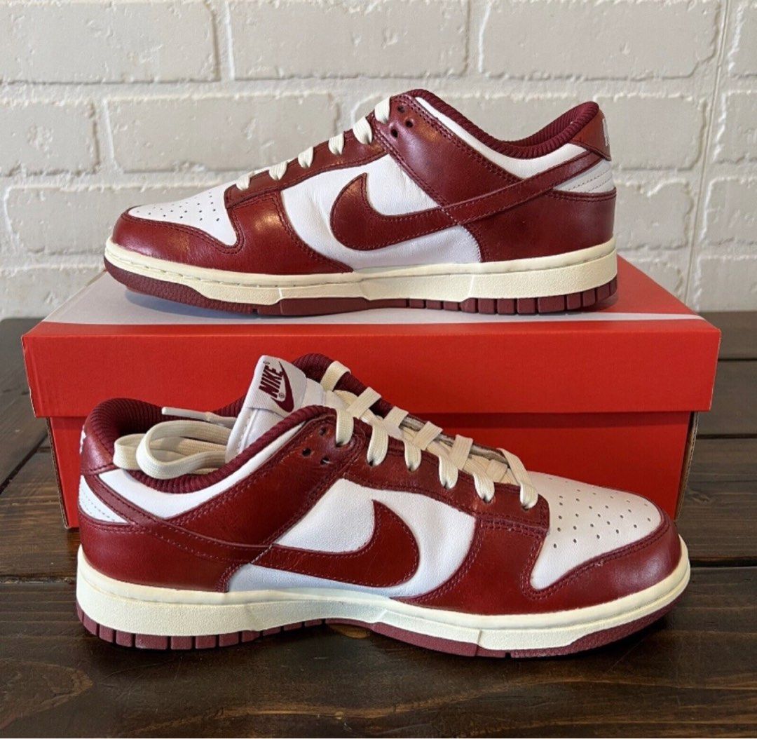 🔥熱款🔥Nike dunk low PRM Team red and White 復古做舊酒紅色男女同