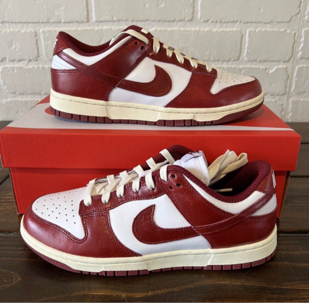 🔥熱款🔥Nike dunk low PRM Team red and White 復古做舊酒紅色男女同