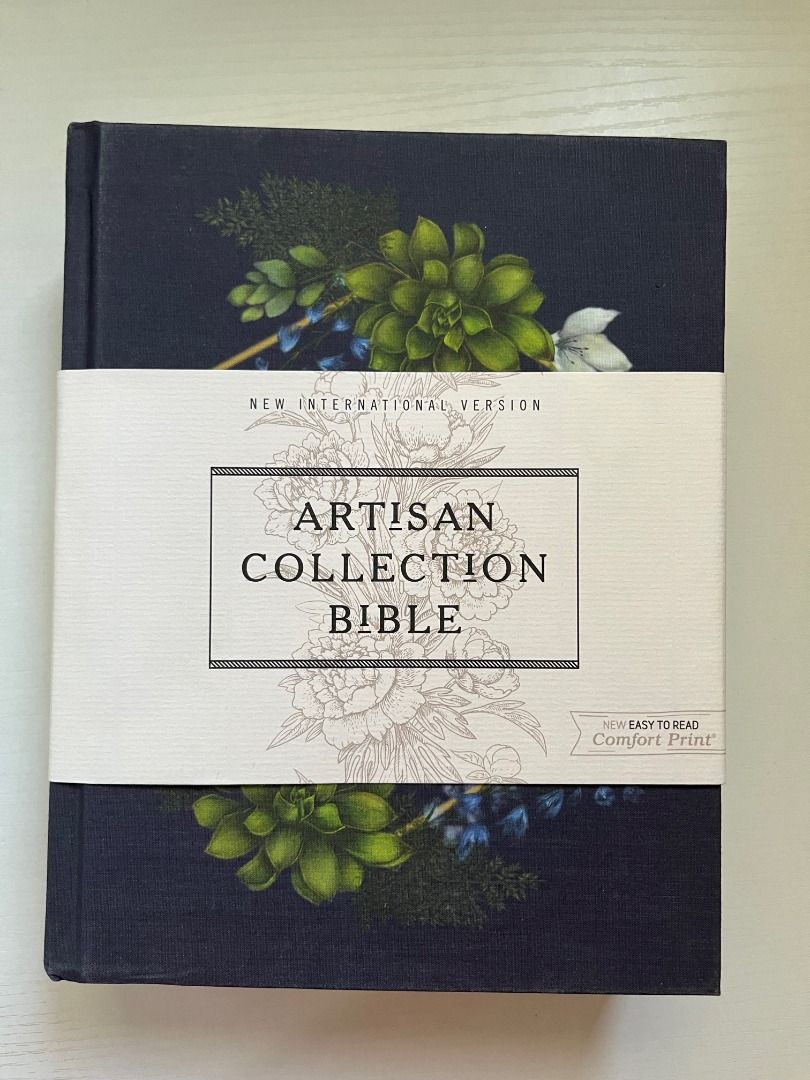 NIV Artisan Collection Bible, Cloth Over Board, Navy Succulents, Red ...