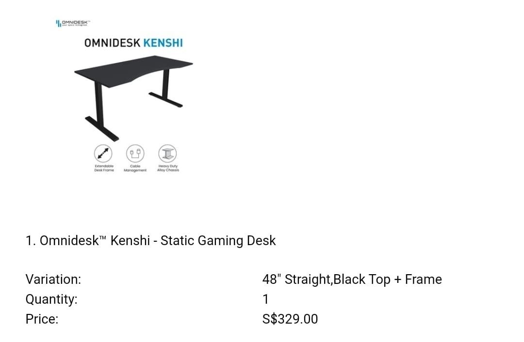 Omnidesk Kenshi, Furniture & Home Living, Furniture, Tables & Sets on