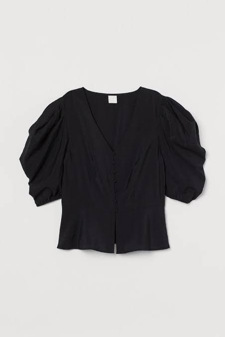 Original H&M Puff Sleeved Blouse (Category: Blouses) located in Manila. Submitted by declutteringpurpose (Listing ID 1236380460, Image 1). Description: never use, with tag shipping c/o buyer, on Mondays or Tuesdays only.