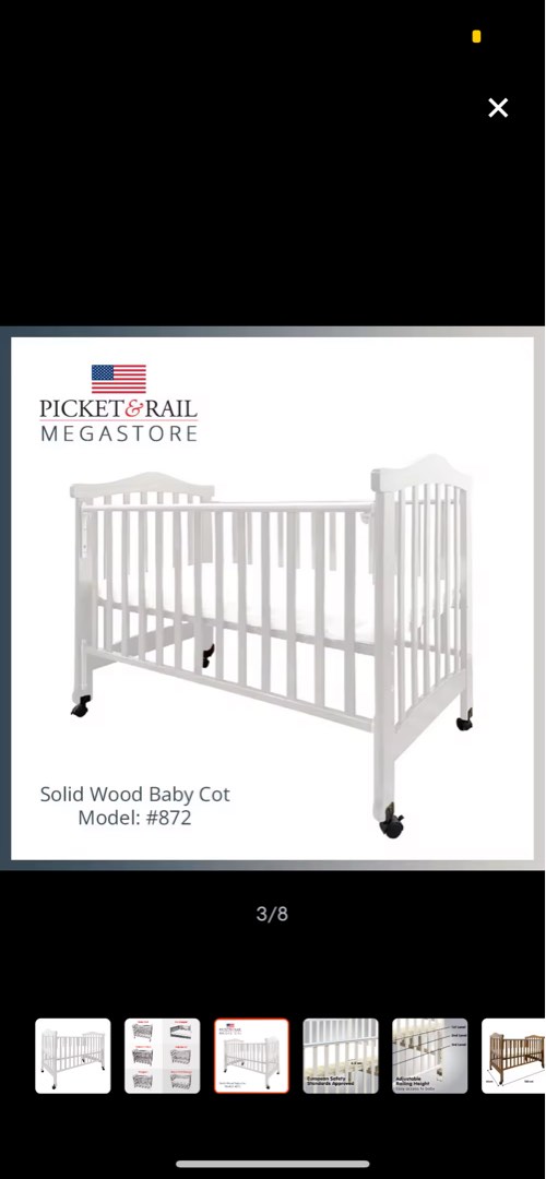 Picket & Rail Baby Cot, Babies & Kids, Baby Nursery & Kids Furniture