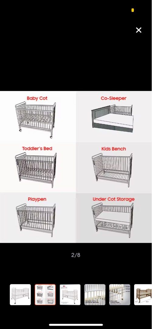 Picket & Rail Baby Cot, Babies & Kids, Baby Nursery & Kids Furniture