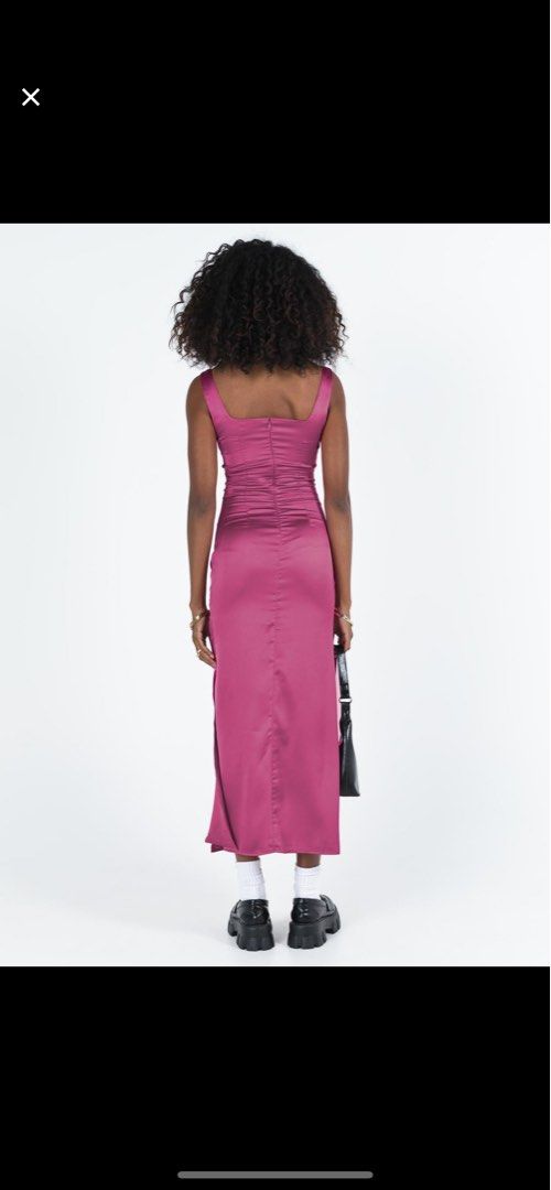 open lace back dress Lynsey Midi Dress Fuchsia