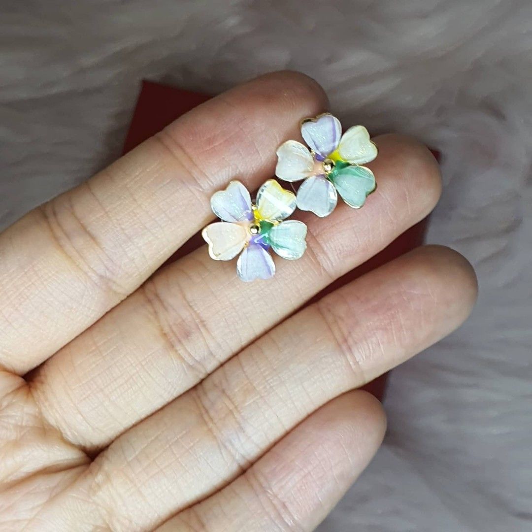 Rainbow flower earrings store