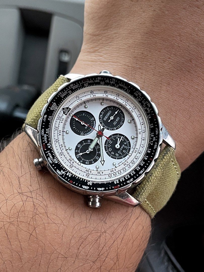 RESERVED Rare Seiko Flightmaster SQ100 Panda 7T34 6B00