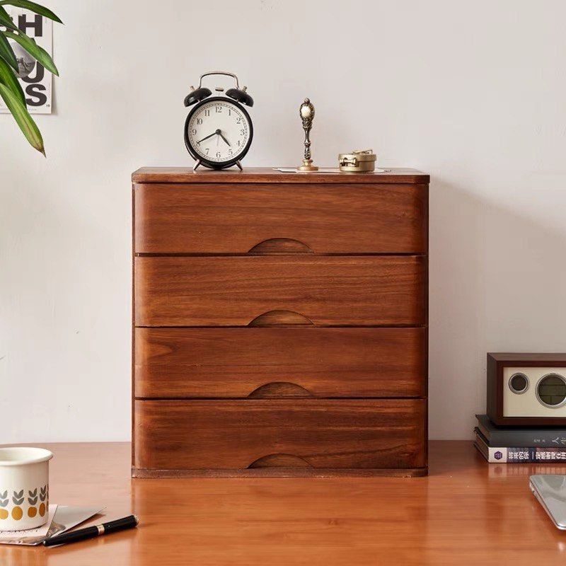 Real Walnut Wood Table Mini Drawer 4 Tier Organizer