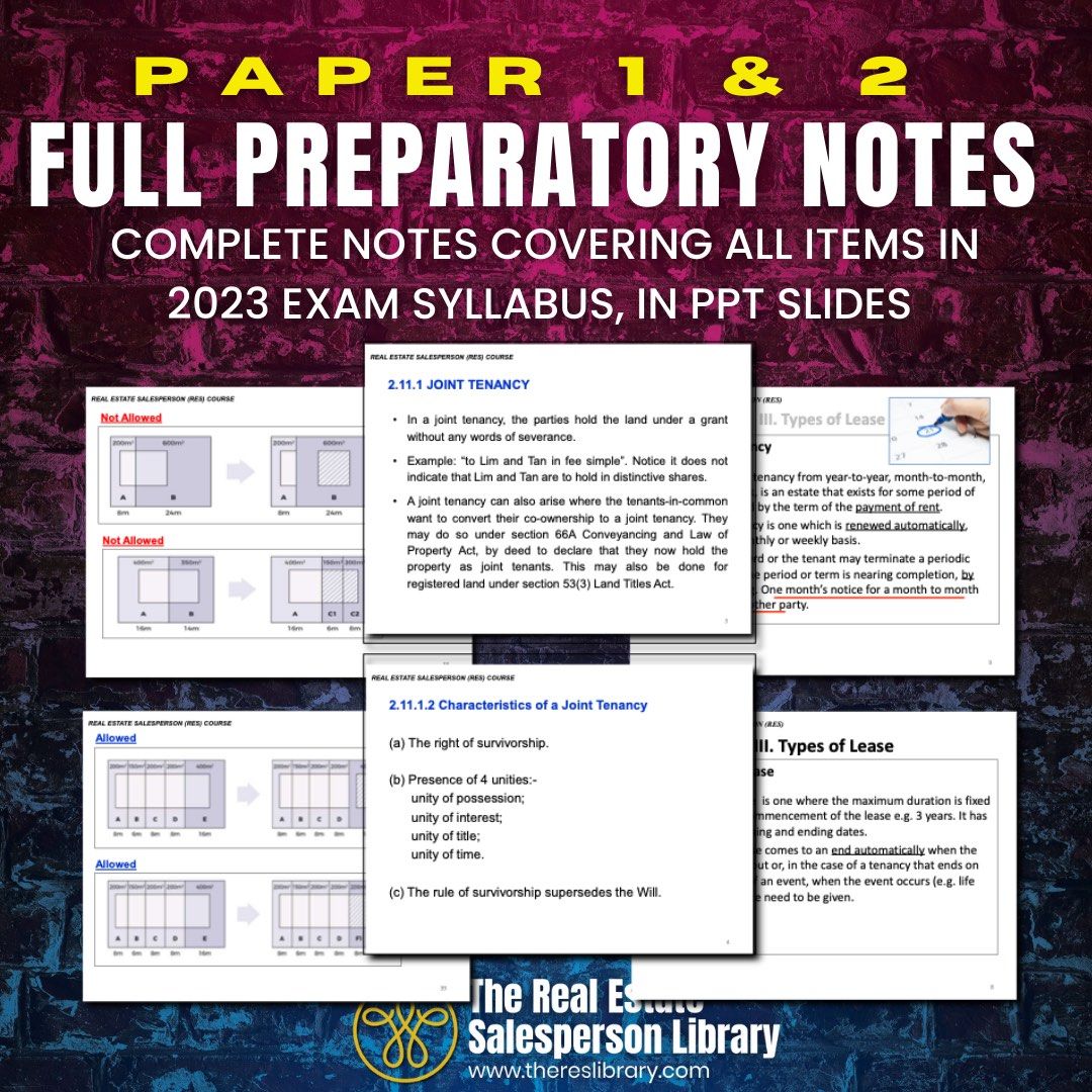 RES EXAM PAPER AND REAL ESTATE SALESPERSON EXAM NOTES 2023 IN NEW EXAM