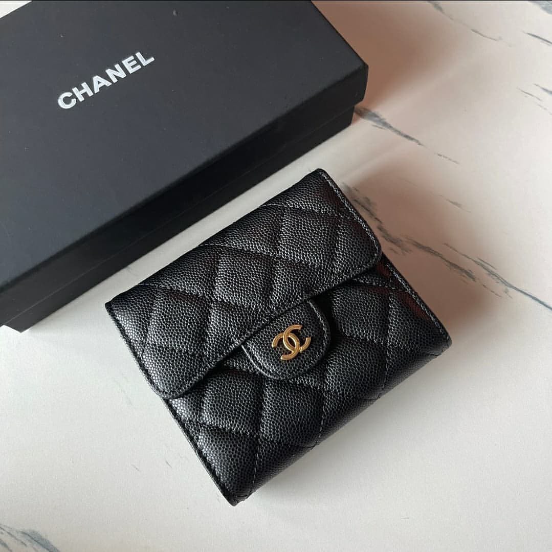 chanel quilted caviar wallet products for sale